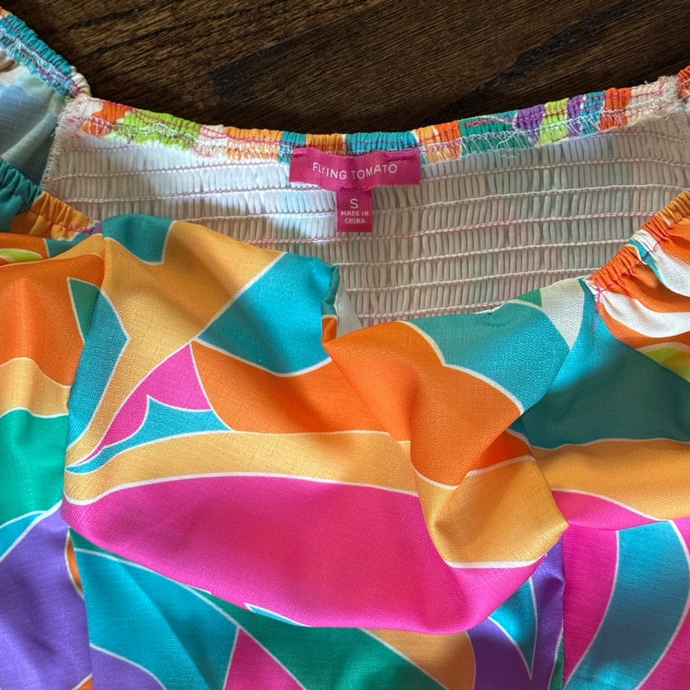 NWOT Bright and Colorful Flying Tomato maxi Dress. Size small. - Picture 3 of 4